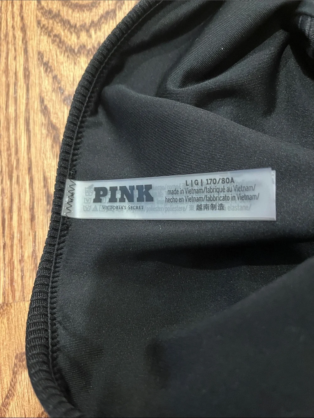 PINK Victoria's Secret Black Ribbed High-Cut Bikini Bottoms